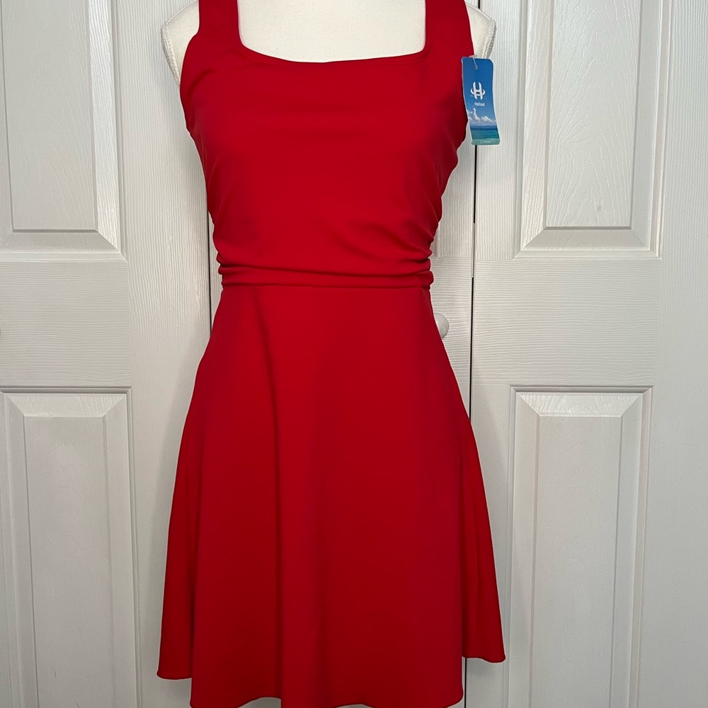 ♥️ Red Square-Neck Fitness Dress